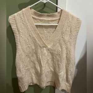Cream Cable Knit Sweater Vest